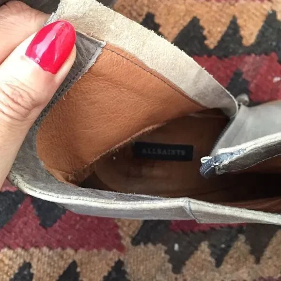 All Saints Leather Booties Mushroom Color~10 - Picture 2 of 4